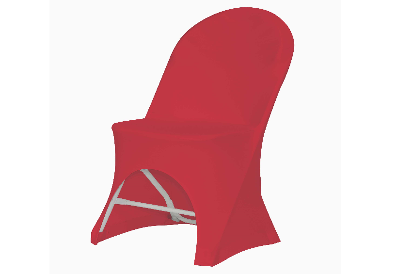 Housse stretch red sur modèle de chaise alexandra-k